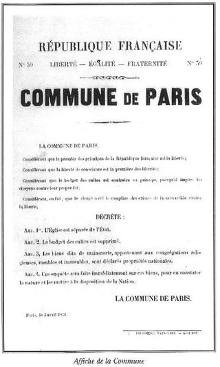Décret Laïcité Commune 2 avril 1871